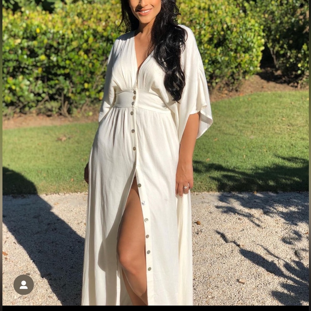 White linen maxi dress